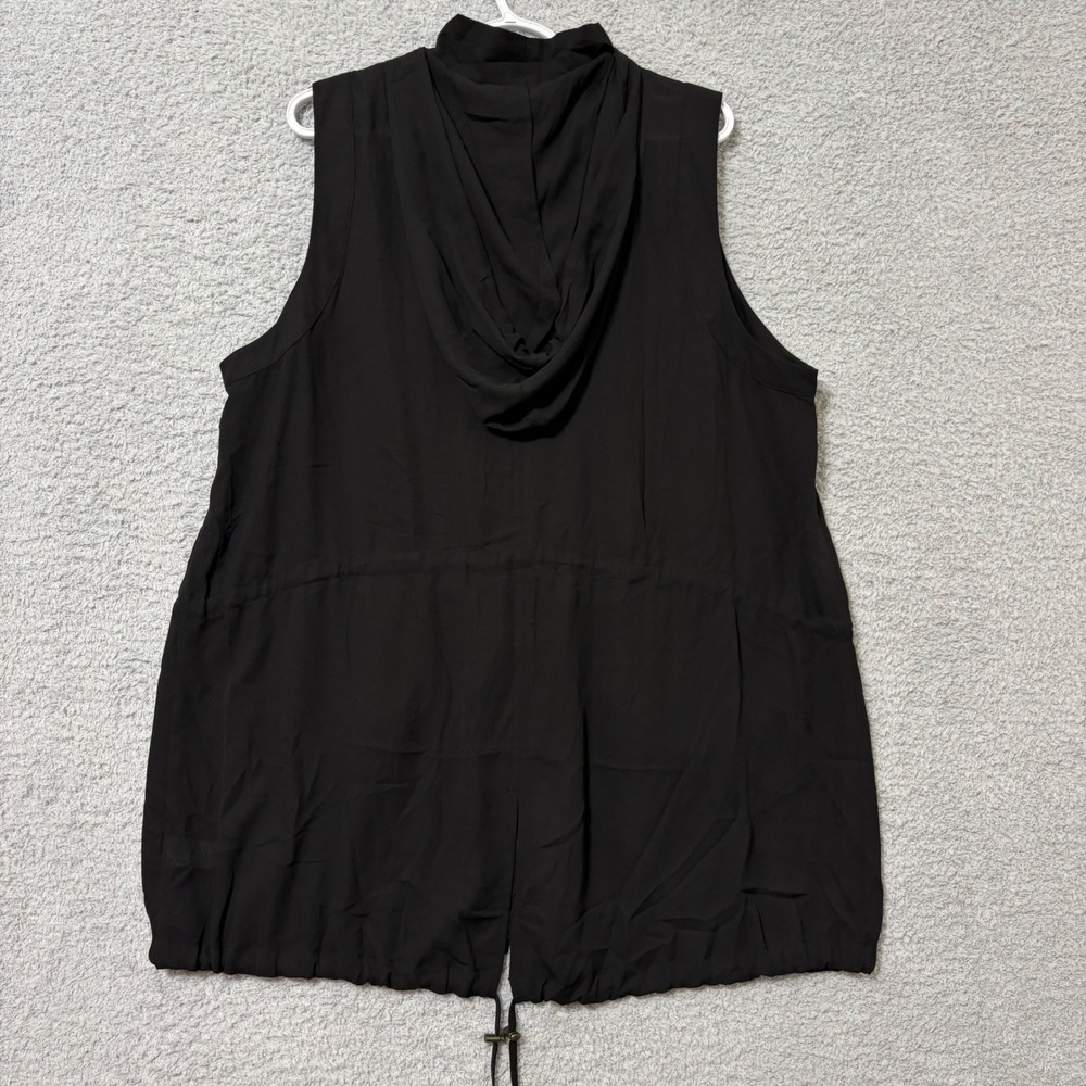 Black Hooded Utility Vest Plus Size 2X  Drawstring Pockets Daniel Rainn - Picture 5 of 8